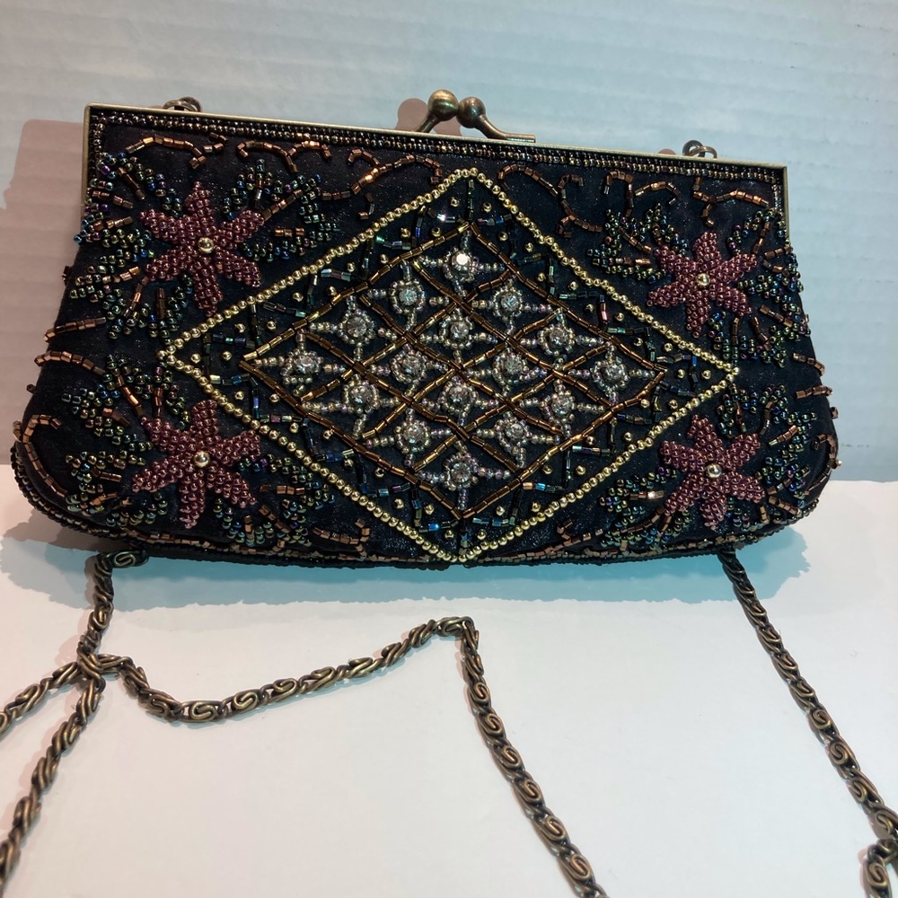 Vintage style black beaded purse